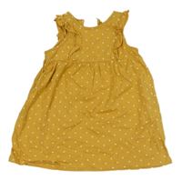 Okrové bodkované bavlnené šaty s volánikmi H&M