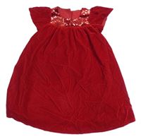 Červené zamatové šaty s flitrami H&M
