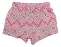 Neónově ružovo-biele vzorované teplákové kraťasy Primark