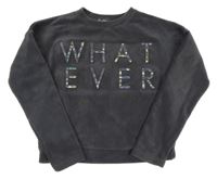 Sivá plyšová crop mikina s nápisom