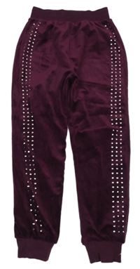 Vínové zamatové nohavice so cvokmi  George
