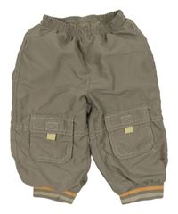 Hnedé šušťákové podšité cuff nohavice