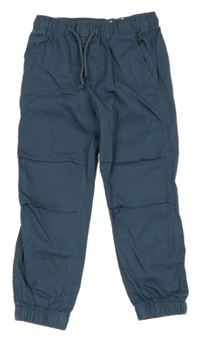 Modrošedé plátenné jogger nohavice H&M