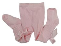 Světlerůžové vzorované punčocháče s mašličkami Soft Touch