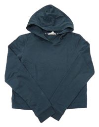 Petrolejová crop mikina s kapucňou H&M