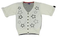 Bielo-čierny pruhovaný sveter s hviezdičkami zn. M&S