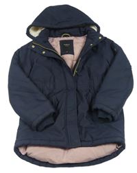 Tmavomodrá šusťáková zimní parka s nášivkou a odepínací kapucí name it.
