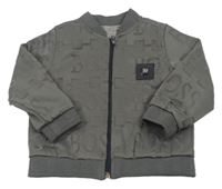 Tmavošedá podzimní bundomikina s logy a nášivkou Hugo Boss