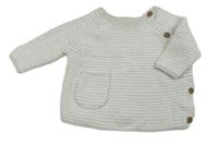 Svetlošedá -biely pruhovaný melírovaný prepínaci sveter zn. miniclub