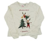 Nové - smetanové triko se soby a stromečkem DESTINATION