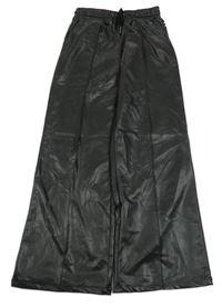 Černé wide leg koženkové kalhoty WE