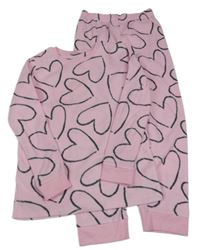 Světlerůžové fleecové pyžamo se srdíčky M&S