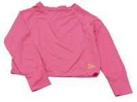Tmavorůžové síťované sportovní crop triko se šipkami