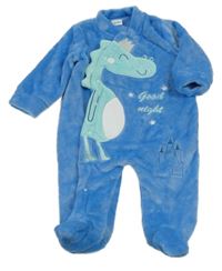 Modrá plyšová kombinéza s drakom