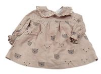 Pudrová šatová tunika s medvedíkmi a golierikom Charanga