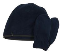 2Set - Tmavomodrá fleecová čepice + palcové rukavice Sterntaler 
