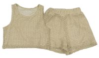 2Set - Svetlobéžové háčkované kraťasy + crop top Peacocks