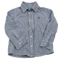 Tmavomodro-bílá kostkovaná košile Benetton