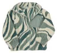 Smetanovo-šalvějovo-khakišedá vzorovaná chlpatá bunda Page one young