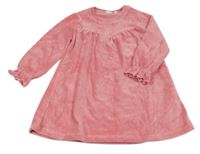 Ružové rebrované zamatové šaty s volánikmi name it.