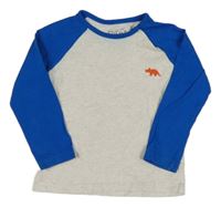 Světlešedo-modré melírované triko s dinosaurem F&F