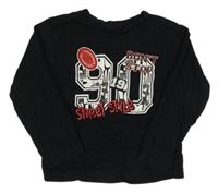 Černé melírované triko s číslem a nápisy PIAZZAITALIA