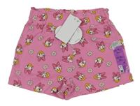 Nové - ružové paper bag kraťasy s Daisy a kvetmi PRIMARK