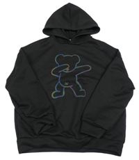 Čierna oversize mikina s medvedíkom a kapucňou SHEIN