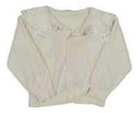 Bílé propínací svetrové bolérko s golierikom s madeirou SHEIN