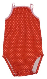 Červené puntíkaté košilkové body s krajkou HEMA