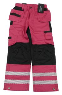 Nové - tmavorůžovo-černé cargo pracovní kalhoty WORK WEAR 
