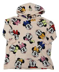 Světlerůžové plyšové domácí šaty s Minnie a kapsou a kapucí M&S