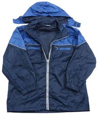Tmavomodro-modrá šušťáková bunda s kapucňou Pocopiano