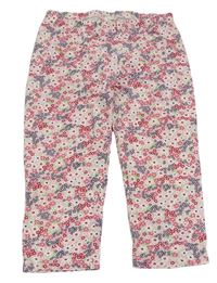 Ružové kvetované capri legíny zn. Kids
