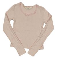 Svetloružové perforované crop tričko H&M