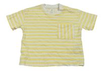 Bílo-žluté pruhované tričko s kapsou H&M