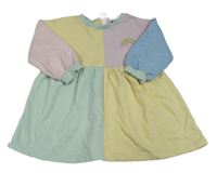 Žlto-ružovo-mátové teplákové šaty s dúhou zn. Next