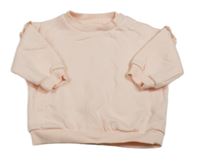 Svetloružová mikina s volániky s madeirou F&F