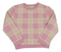 Ružovo-smetanovo-béžový kockovaný sveter Primark