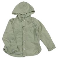 Zelenkavá rifľová košeľová bunda s kapucňou Zara