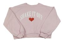 Ružová crop mikina s nápisom a srdcem River Island