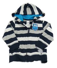 Tmavomodro-sivo-biela pruhovaná prepínaci mikina s príšerkou a kapucňou C&A