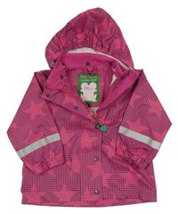 Fuchsiová bodkovaná á nepromokavá bunda s hviezdami a kapucňou