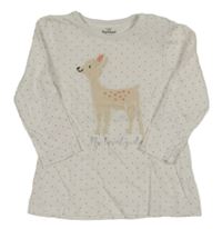 Bílé puntíkaté triko se srnkou Topomini