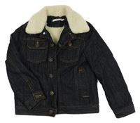 Tmavomodrá rifľová zateplená bunda Monoprix