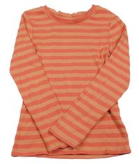 Korálovo-jahodové pruhované žebrované triko Next