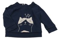 Tmavomodrá mikina s mačkou LaRedoute