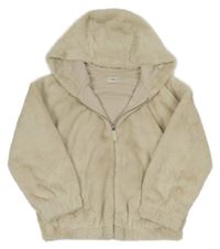 Béžová kožešinová podšitá bunda s kapucí F&F