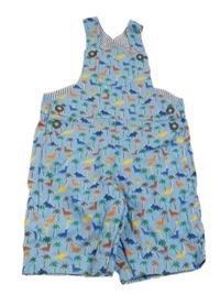 Modrý plátěný kraťasový overal s dinosaury a palmami Jojo Maman Bébé