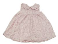 Svetloružové kvetované plátenné šaty s golierikom Nutmeg